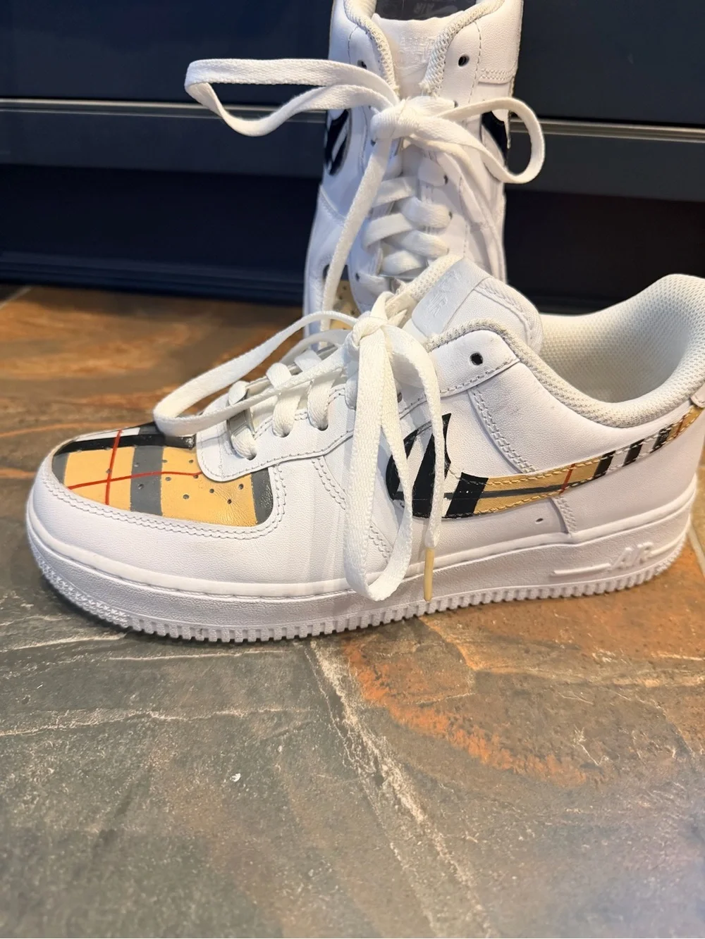 Nike Air Force 1 with custom Burberry print